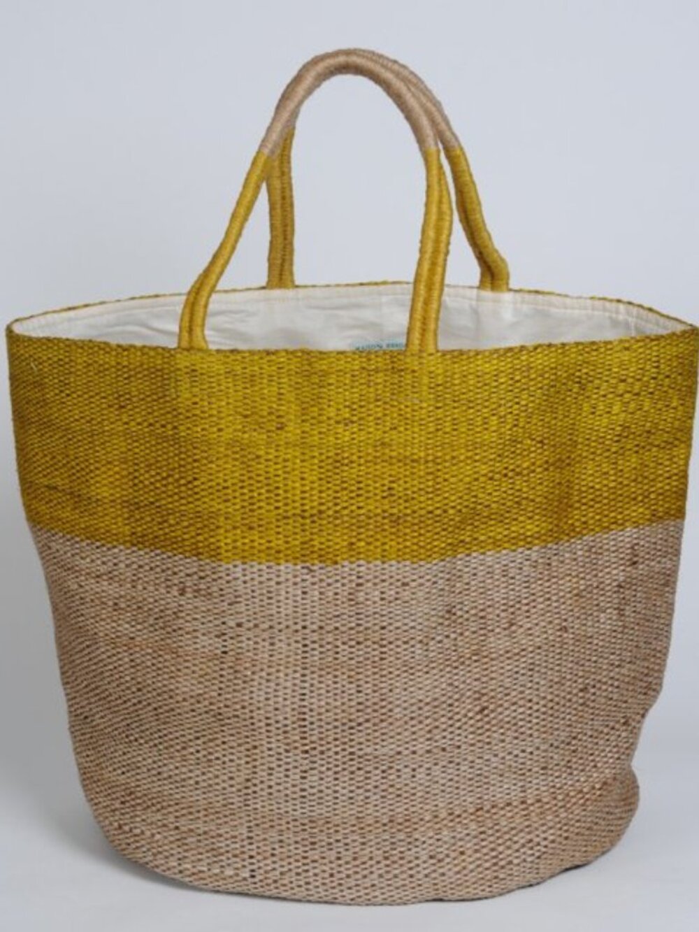 NWOT Maison Bengal Hand Woven Jute Summer Bag Tote in Natural & Mustard